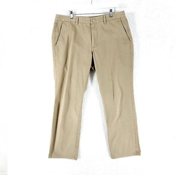 Bonobos Cotton Flat Front Mid Rise Tan‎ Chino Pants 37/30 - Picture 1 of 9